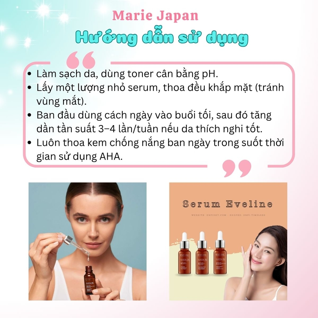 Serum Eveline 5% Glycol Therapy Sáng Da Mờ Thâm Mụn Hỗ Trợ Cải Thiện Nếp Nhăn Chai 18ml