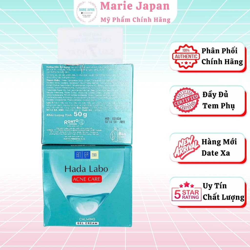 Gel Hada Labo Acne Care Calming Dưỡng Ẩm Sáng Khỏe Cho Da Dầu Mụn Nhạy Cảm 50g