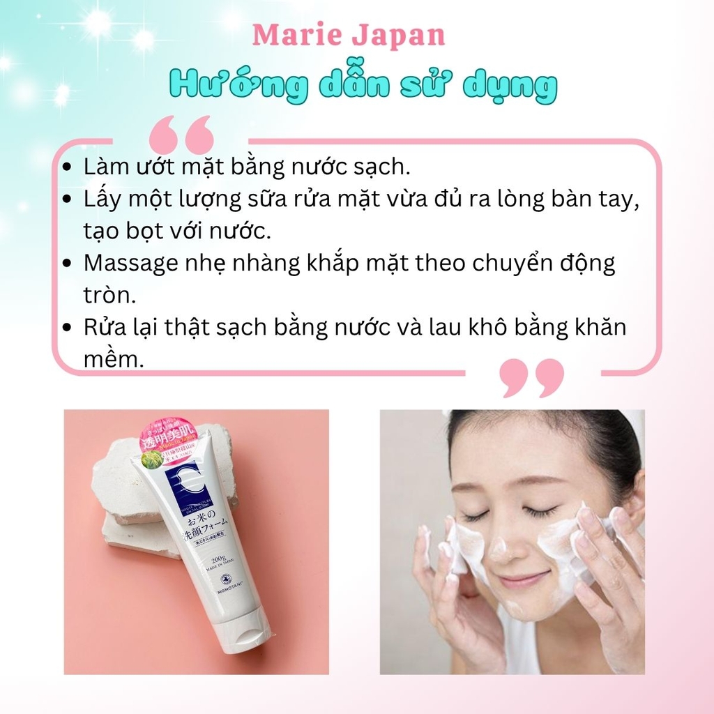 Sữa Rửa Mặt Gạo Momotani White Moisture Facial Wash Làm Sạch Sâu Dưỡng Ẩm Sáng Da Nhật Bản