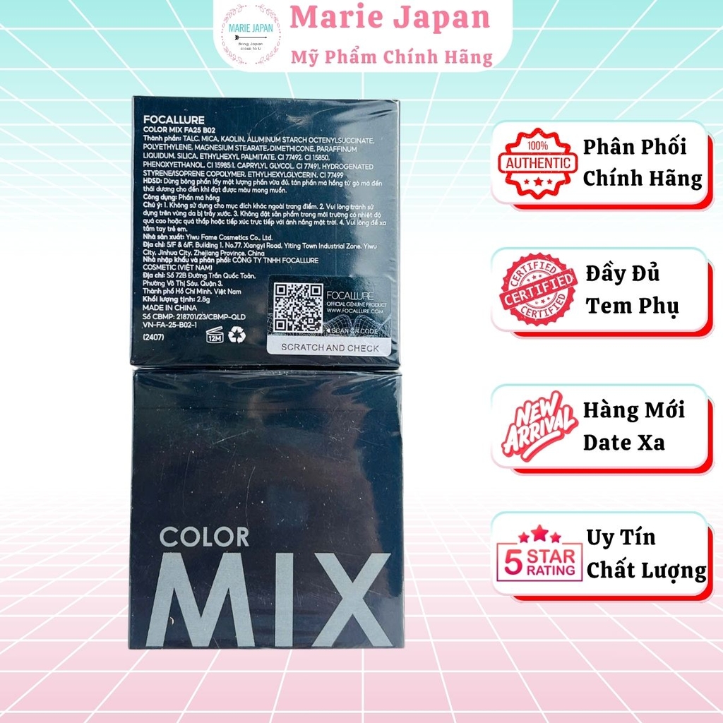 Phấn Má Focallure Color Mix Mịn Nhẹ Tươi Sáng Tự Nhiên 2.8g