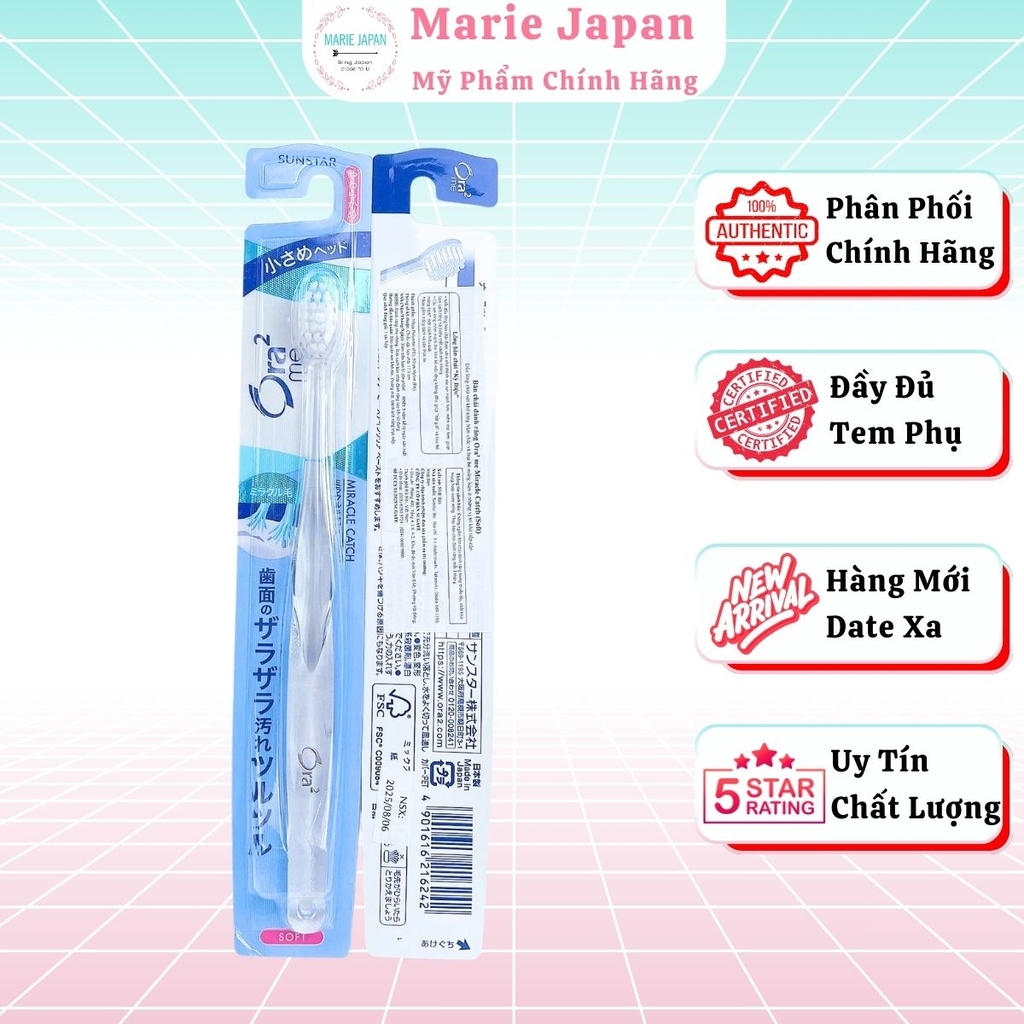 Bàn Chải Đánh Răng Ora2 Me Sợi Mảnh Mềm Mại Bảo Vệ Răng Nướu Cao Cấp Miracle Catch Compact Head Nhật Bản