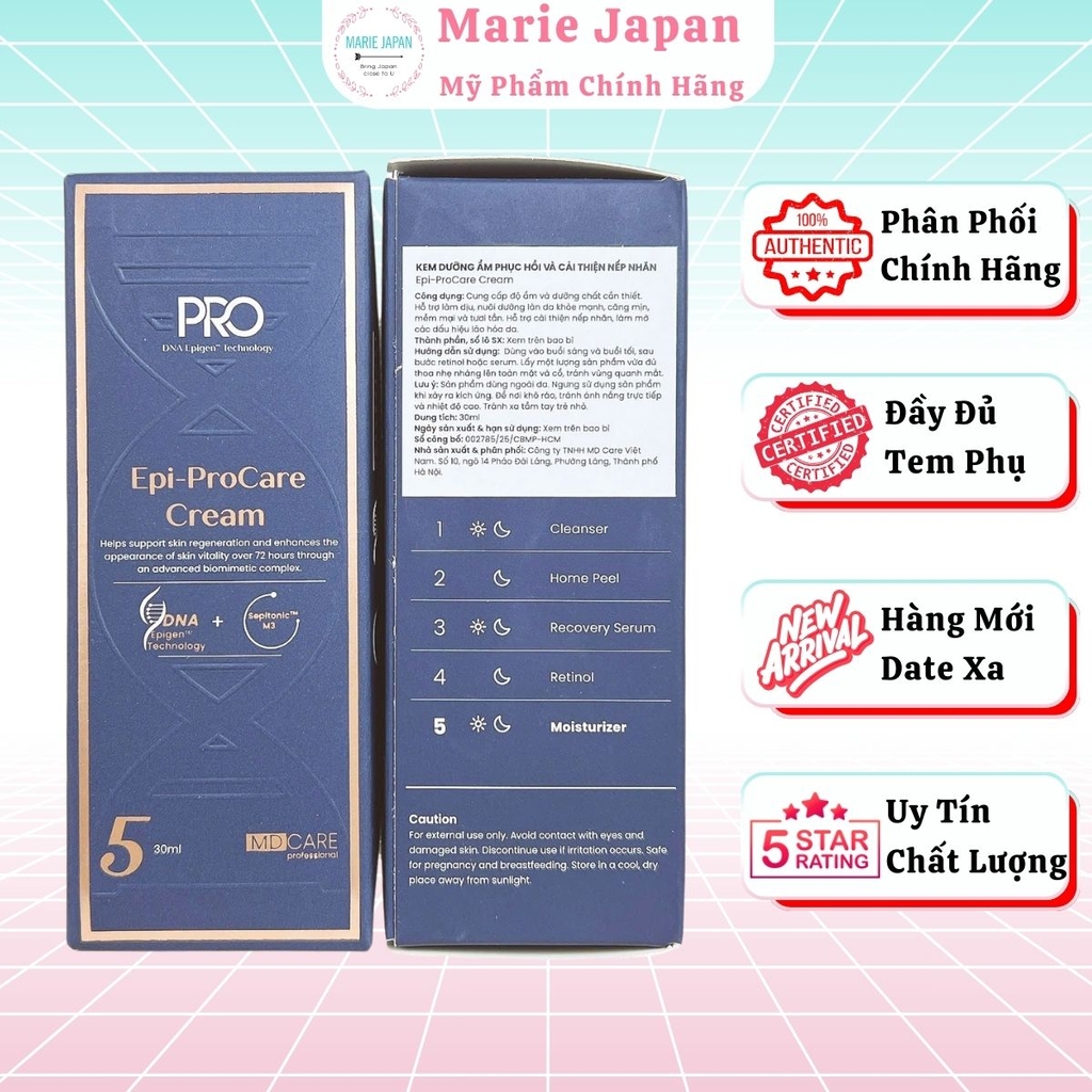 Kem Dưỡng MD CARE Epi - ProCare Dưỡng Ẩm Phục Hồi Cải Thiện  Nếp Nhăn Căng Mịn Da 30ml