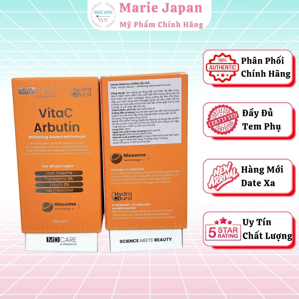 Serum MD Care Hydra Burst Cấp Ẩm Sáng Da Giảm Thâm Nám Hàn Quốc 30ml