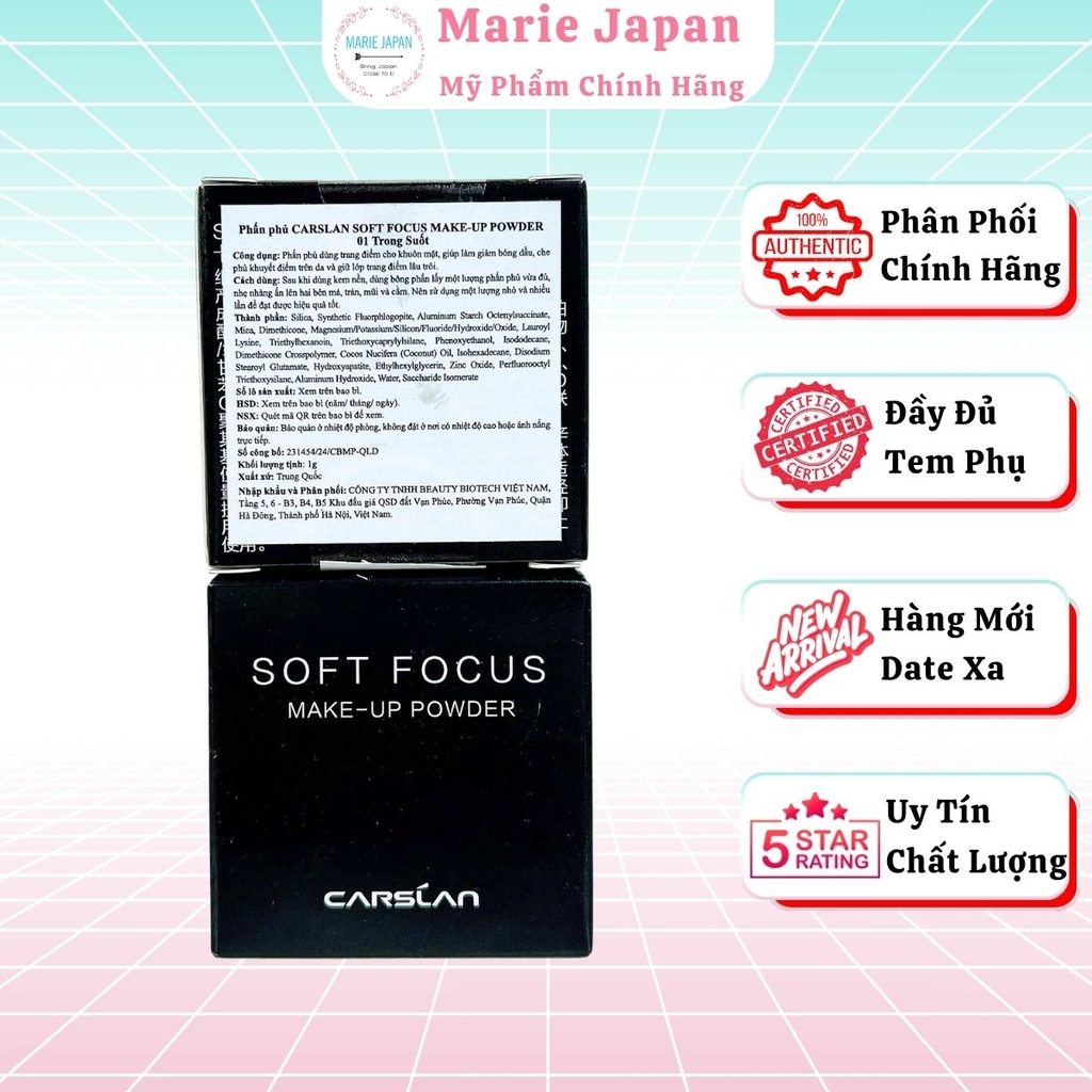 Phấn Phủ Carslan Kiềm Dầu Lâu Trôi Che Phủ Tự Nhiên Soft Focus  Makeup Powder Mini 1G