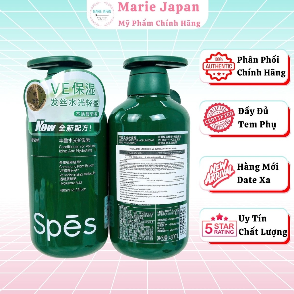 Dầu Gội  Xả Kích Thích Mọc Tóc Spes XANH LÁ VE Phục Hồi Kiềm Dầu Giảm Gãy Rụng Suôn Mượt Phồng Tóc