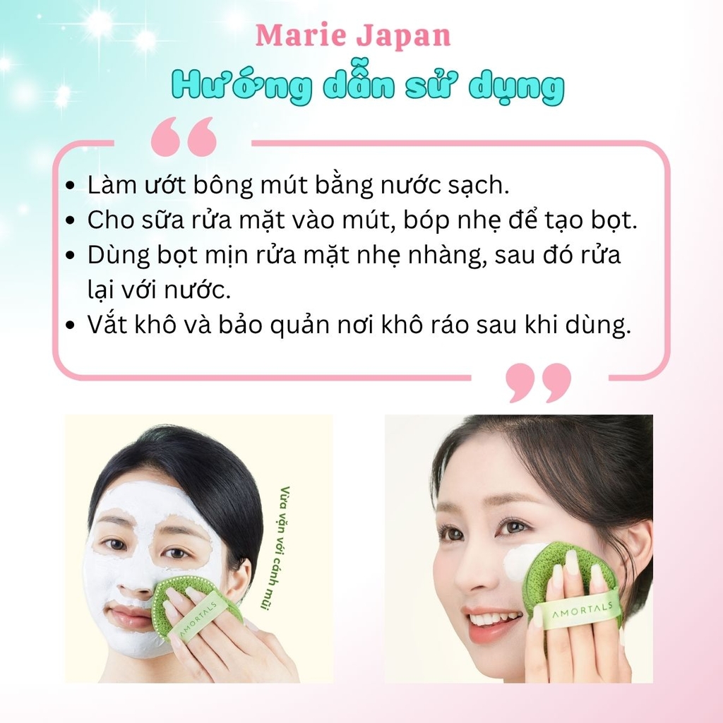 Bông Mút Rửa Mặt Amortals Bọt Biển Hỗ Trợ Rửa Mặt Sạch Sâu Mềm Mịn Không Gây Rát Da