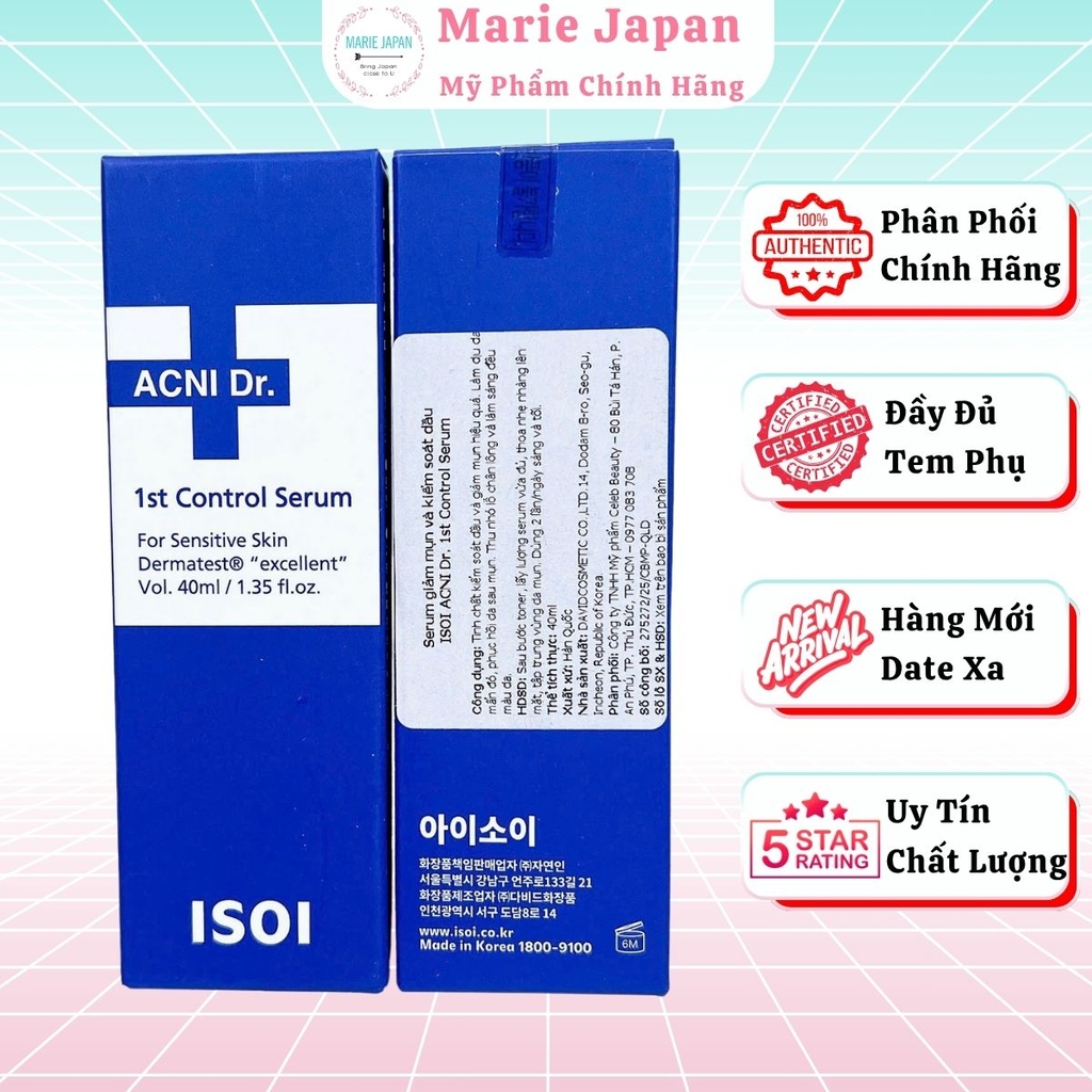 Serum ISOI ACNI Dr. 1st Control Dịu Da Kiểm Soát Dầu Ngăn Ngừa Mụn Hàn Quốc 40ml