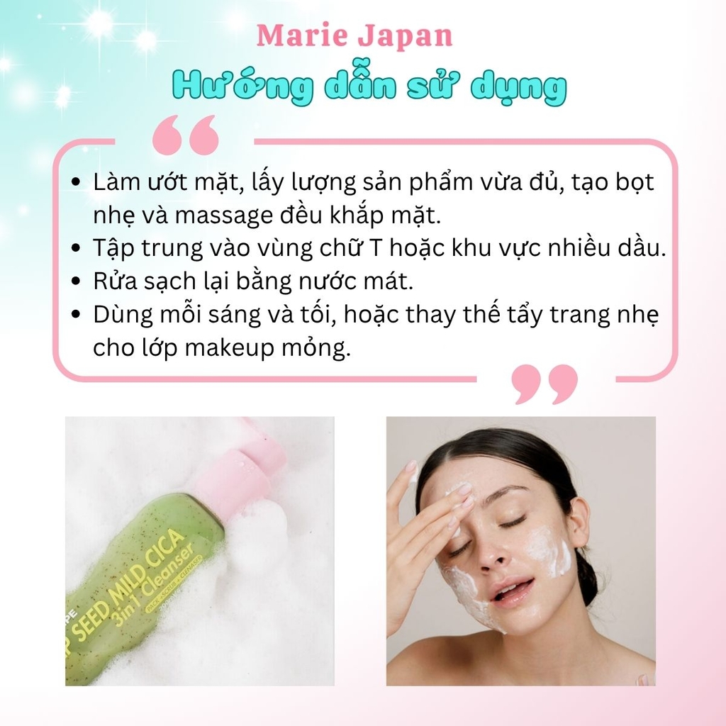Sữa Rửa Mặt Sủi Bọt Lalarecipe Hemp Seed  Mild Cica 3In1 Sạch Sâu Cấp Ẩm Dịu Nhẹ Hàn Quốc