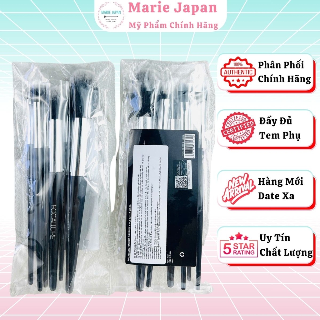 Bộ Cọ Trang Điểm Focallure 6 Cây Đa Năng Mềm Mịn Dễ Tán   Makeup Brushes Kit