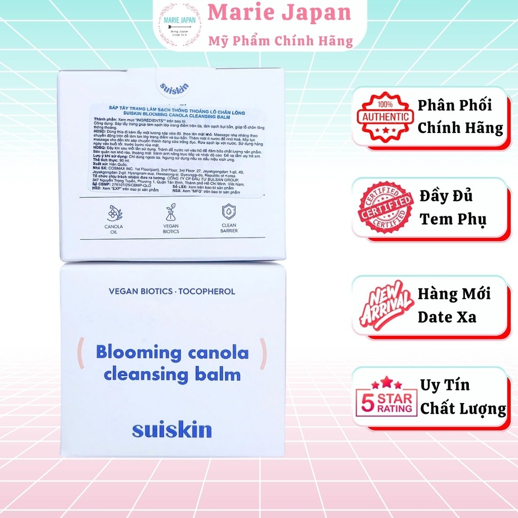 Sáp Tẩy Trang Suiskin Sạch Sâu Loại Bỏ Bã Nhờn Bụi Bẩn Hiệu Qủa Blooming Canola Cleansing Balm Hàn Quốc Hũ 90ml