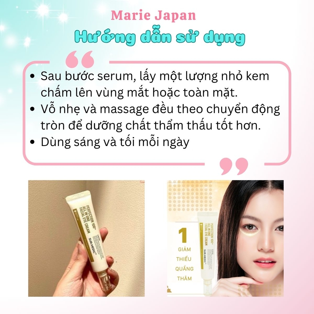 Kem Mắt Sur.Medic Perfection 100™ All In One Facial Eye Cream Giảm Thâm Mắt Mờ Nếp Nhăn Ngừa Lão Hóa Tuýp 35ml - TẶNG KÈM 2 SAMPLE