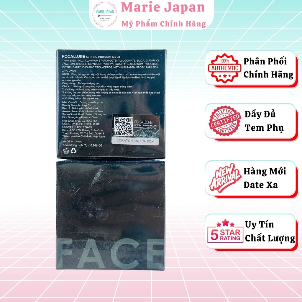 Phấn Phủ Bột Focallure Kiềm Dầu Mỏng Nhẹ Mịn Màng Tự Nhiên Setting Powder 7g