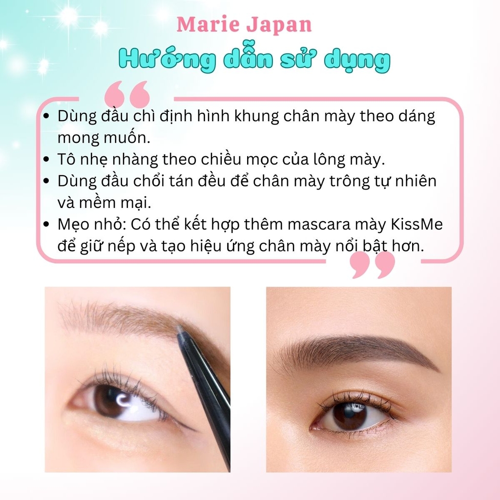 Chì Kẻ Mày 2 Đầu Kiss Me Heavy Rotation Tự Nhiên Sắc Nét Chống Lem Trôi Eyebrow Pencil & Powder Nhật Bản