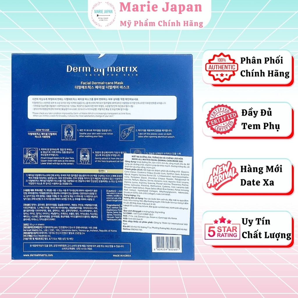 Mặt Nạ Thạch Derm All Matrix  Nâng Cơ Dưỡng Ẩm Trắng Da Chống Lão Hóa Facial Dermal Care Mask  Hàn Quốc