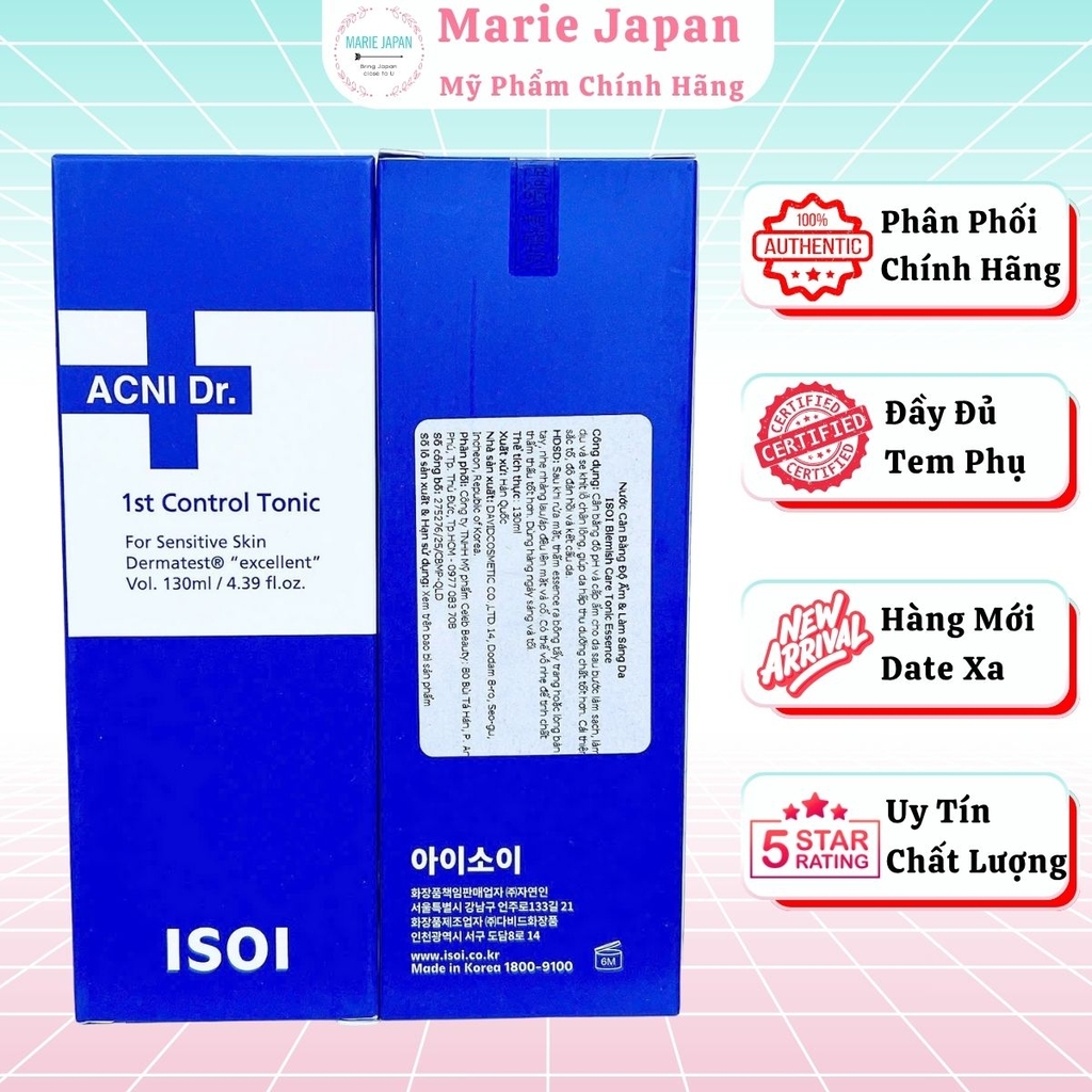 Nước Cân Bằng ISOI Cấp Ẩm Kiểm Soát Nhờn Ngừa Mụn Sáng Da ACNI Dr. 1st Control Tonic Hàn Quốc Chai 130ml
