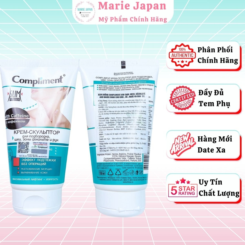 Kem Dưỡng Cổ Compliment Giảm Nọng Cằm Mờ Nếp Nhăn Thon Gọn Mịn Màng Da 150ml