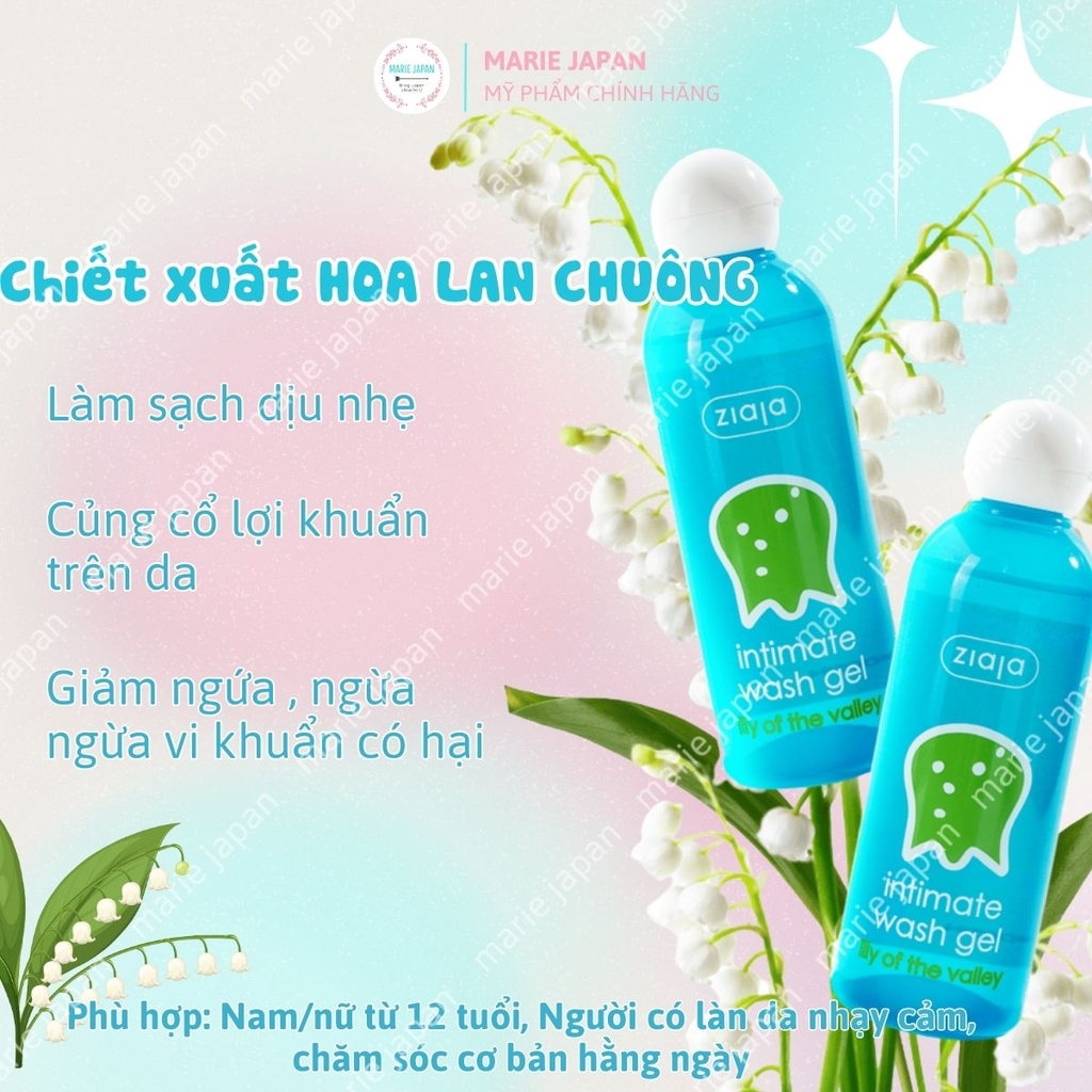 Dung Dịch Vệ Sinh Intimate ZIAJA Wash Gel Dưỡng Ẩm Khử Mùi Cân Bằng PH Chai 200ml
