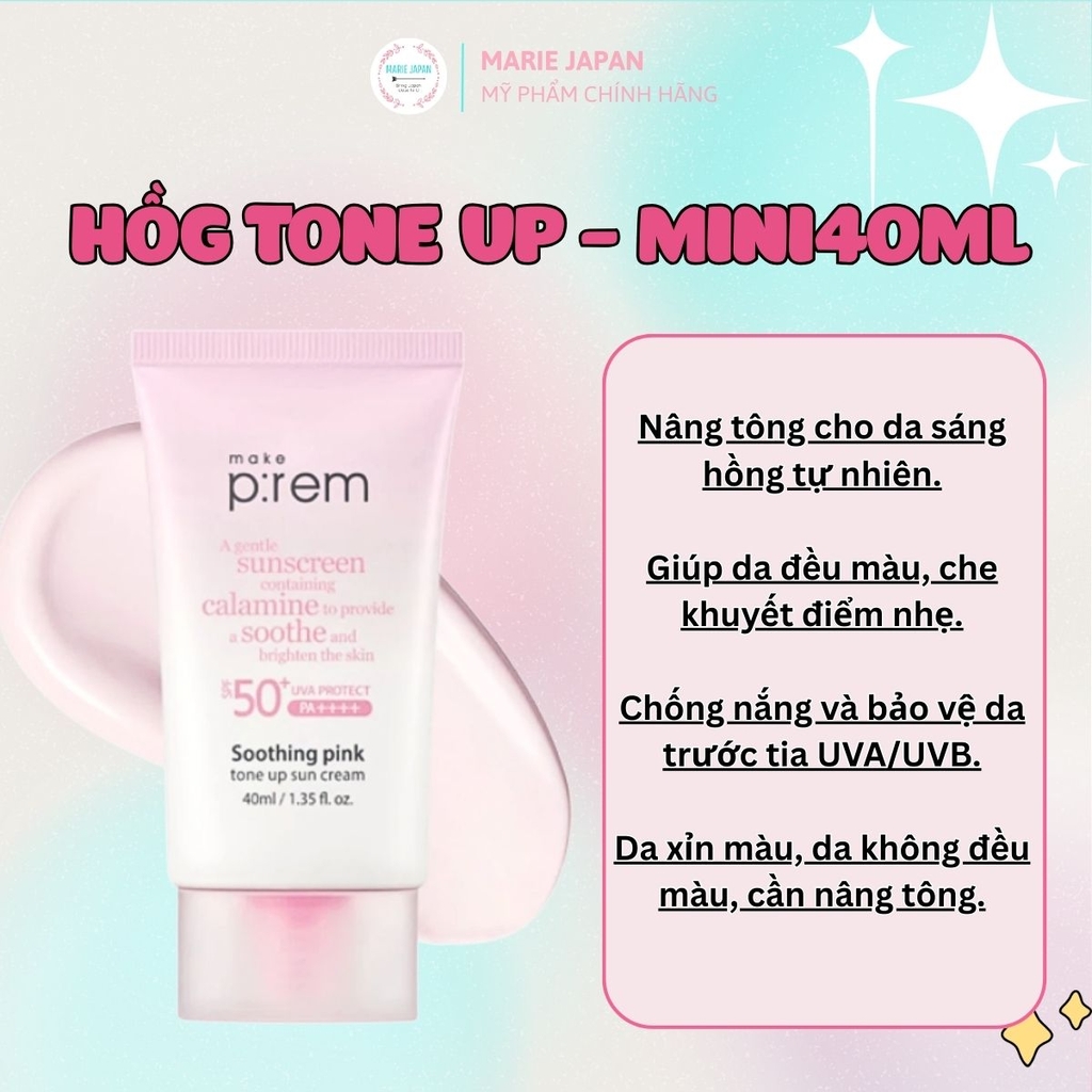 Kem Chống Nắng Vật Lý Make Prem UV SPF50+ PA++++ Nâng Tone Dịu Nhẹ Kiềm Dầu Hàn Quốc 50ml