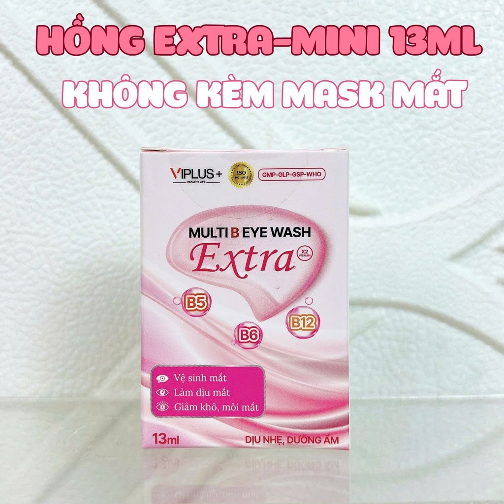 Nước Rửa Mắt VIPLUS+ Loại Bỏ Bụi Bẩn Dưỡng Ẩm Làm Dịu Mắt Multi B Eye Wash 300ml - TẶNG MẶT NẠ XÔNG HƠI MẮT