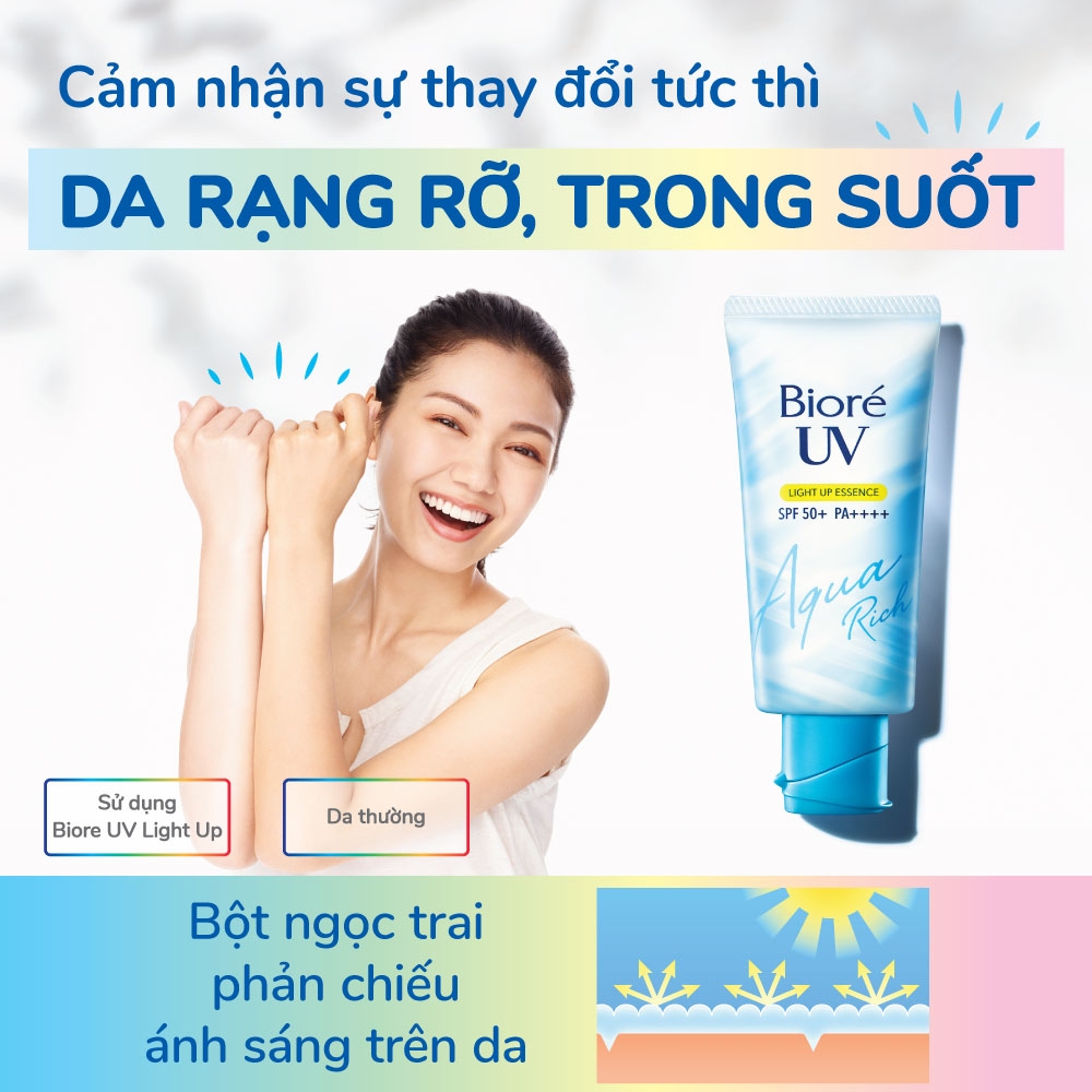 Kem Chống Nắng Biore UV Aqua Rich Light Up Essence SPF50 Tuýp 70g