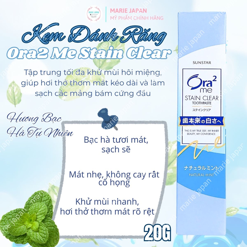 Kem Đánh Răng Ora2 Me Stain Clear Hỗ Trợ Làm Sạch & Chăm Sóc Răng Miệng Nhật Bản