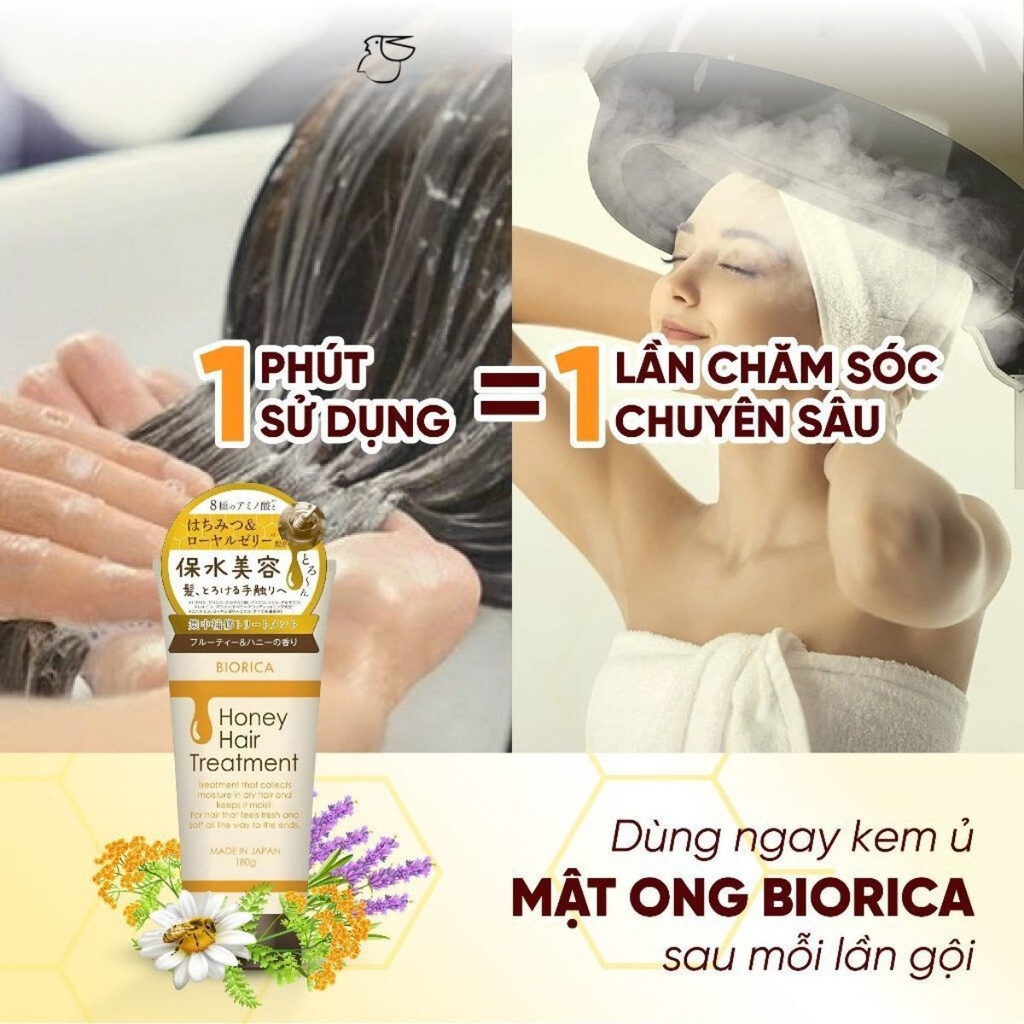 Kem Ủ Tóc Botanical Giảm Gãy Rụng Suôn Mượt Tóc Natural Treatment Honey Hair Treatment Nhật Bản 180g