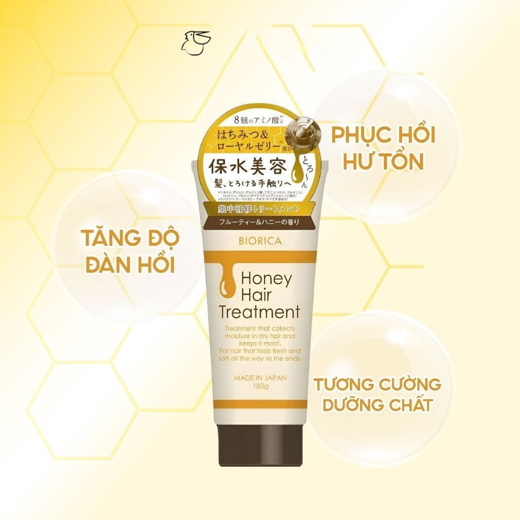Kem Ủ Tóc Botanical Giảm Gãy Rụng Suôn Mượt Tóc Natural Treatment Honey Hair Treatment Nhật Bản 180g
