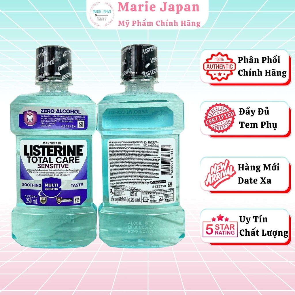 Nước Súc Miệng Listerine Cool Mint/ Zero Alcohol Hơi Thở Thơm Mát Ngăn Sâu Răng Viêm Nướu