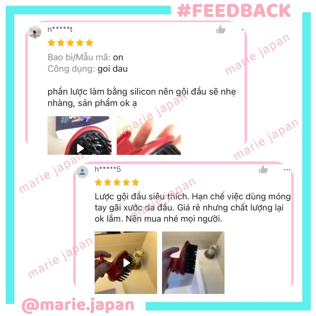 Lược Gội Đầu Tubaki Massage Làm Sạch Da Đầu Tơi Tóc Nhật Bản