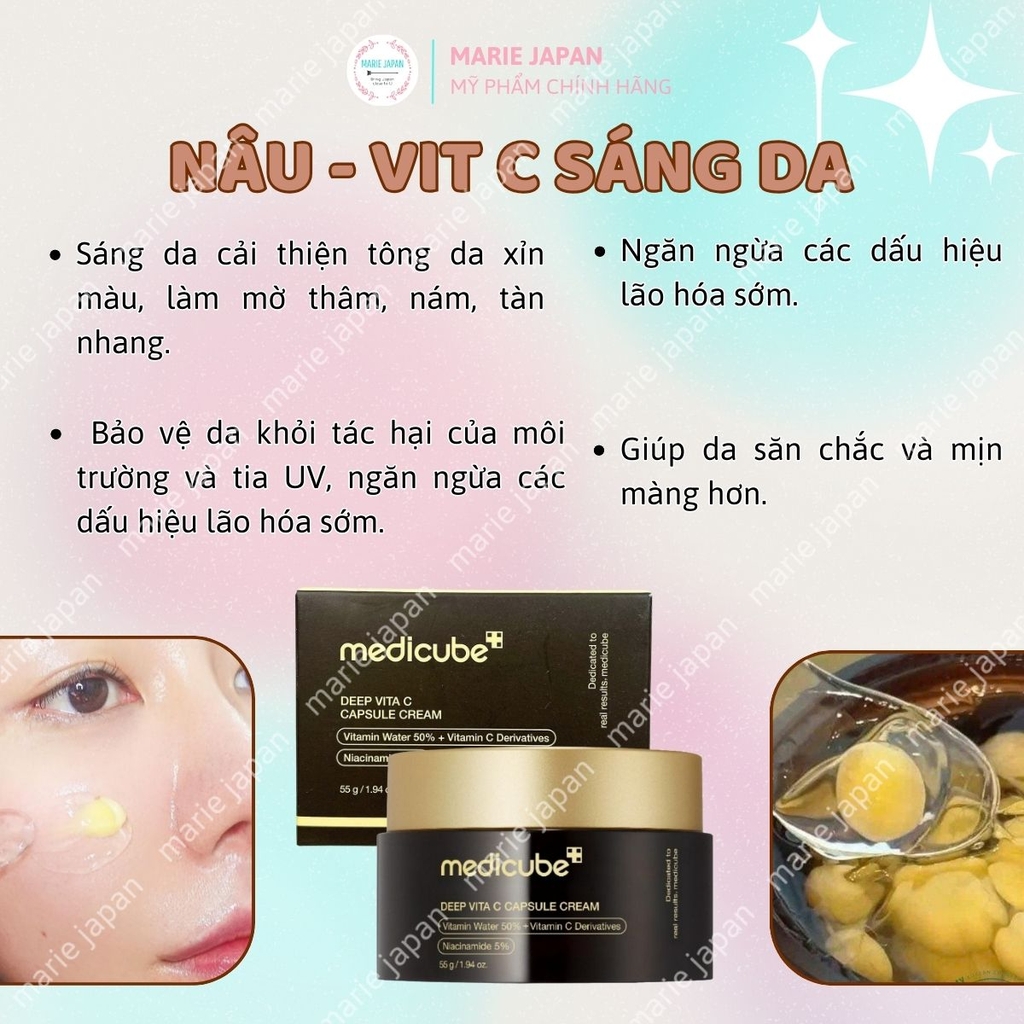 Kem Dưỡng Dạng Viên Nang Medicube Deep Pink Capsule Cream Dưỡng Sáng Mờ Thâm Phục Hồi Da Hộp 55g