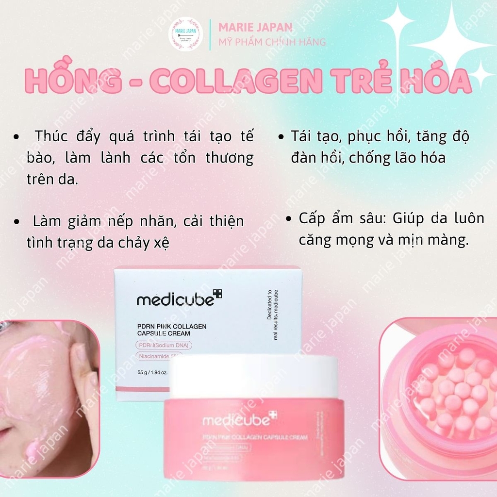 Kem Dưỡng Dạng Viên Nang Medicube Deep Pink Capsule Cream Dưỡng Sáng Mờ Thâm Phục Hồi Da Hộp 55g