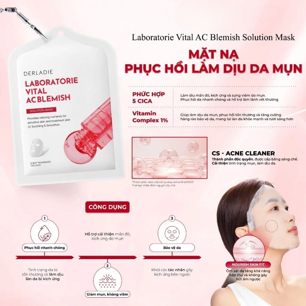 [Hộp 10 Miếng] Mặt Nạ Derladie Laboratorie Vital Dưỡng Ẩm Phục Hồi Sáng Da Hàn Quốc