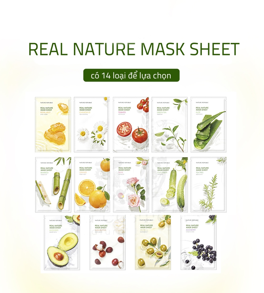 Mặt Nạ Dưỡng Da Real Nature Mask Sheet Hàn Quốc - Miếng 23ml