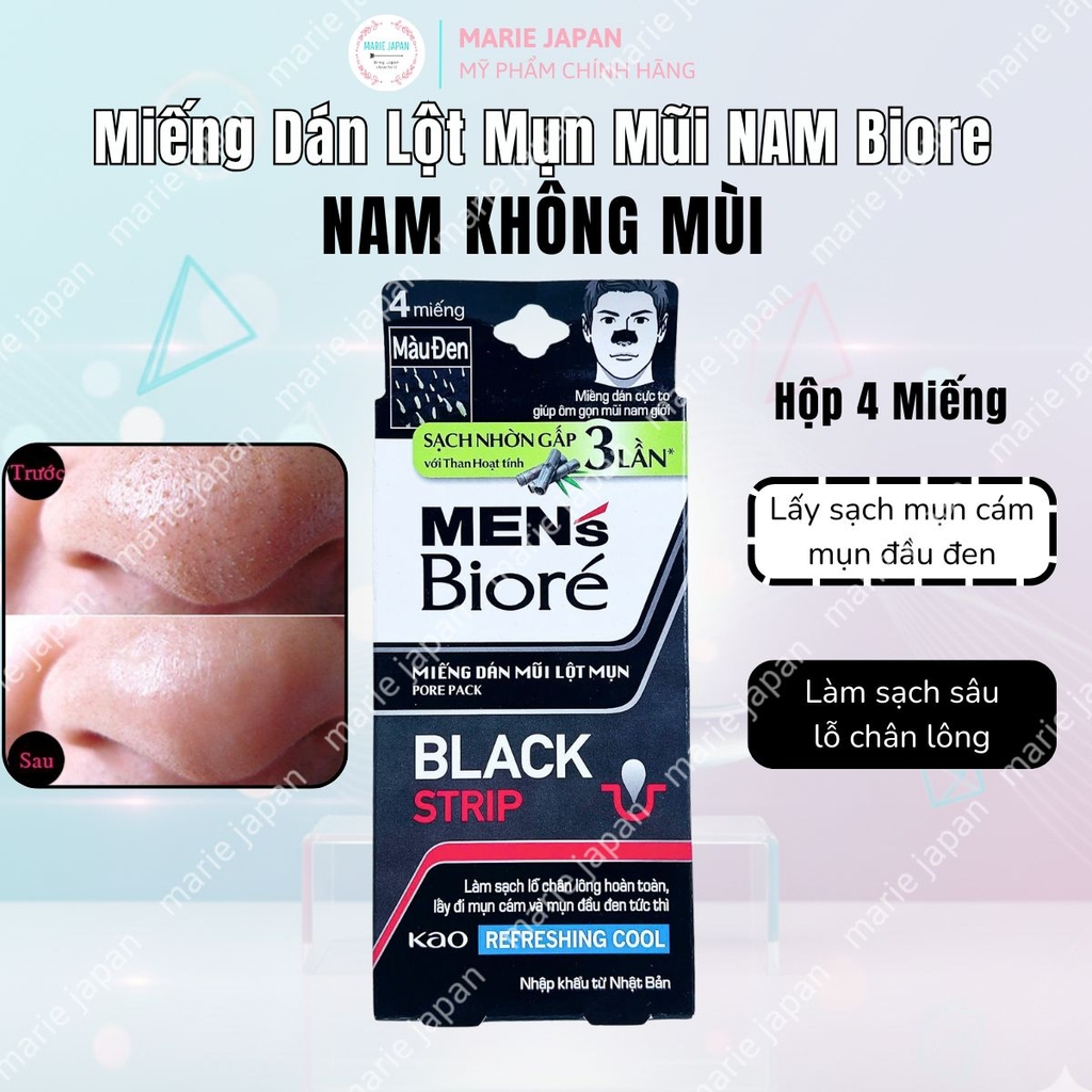 Miếng Dán Lột Mụn Mũi Biore Sạch Sâu Lỗ Chân Lông Mịn Màng Da Nhật Bản Hộp 4 Miếng