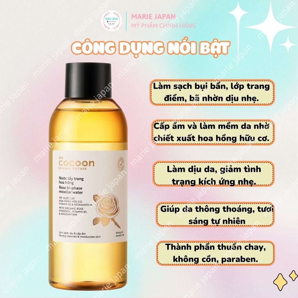 Nước Tẩy Trang Hoa Hồng Cocoon Sạch Bụi Bẩn Và Bã Nhờn Chai 500ml
