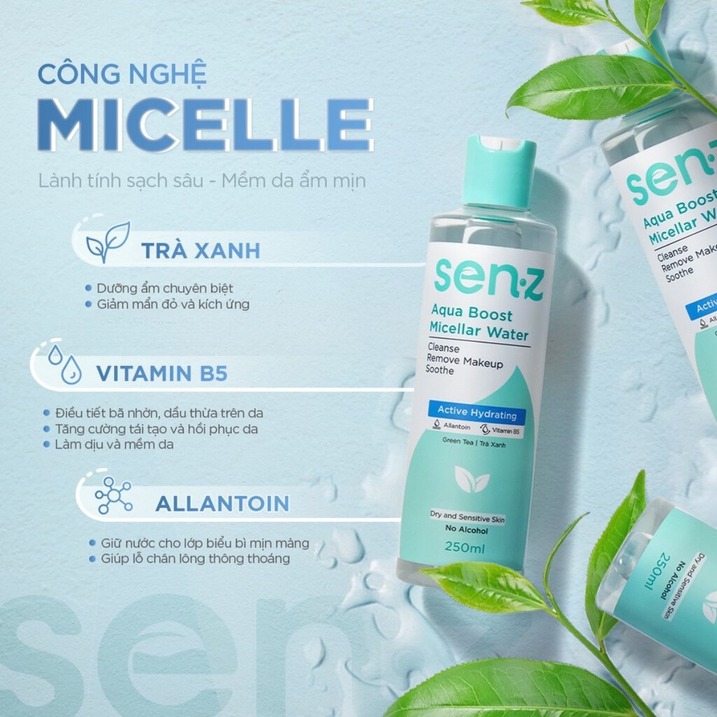Nước Tẩy Trang SENZ Cấp Ẩm Sạch Sâu Aqua Boost Micellar Water 250ml