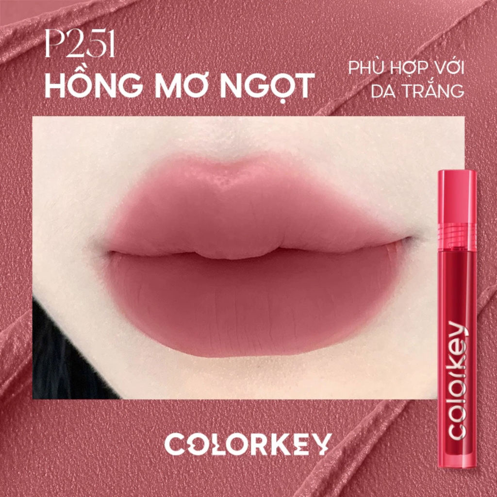 Son Kem Lì Colorkey Airy Velvet Lip Lacquer Siêu Mềm Mịn Chuẩn Màu Lâu Trôi