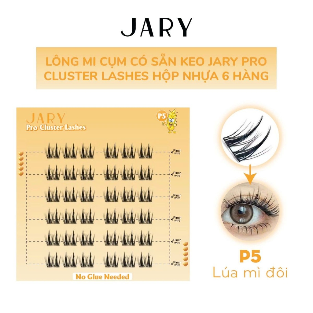 Lông Mi Cụm JARY Pro Cluster Lashes Có Sẵn Keo Tiện Lợi Mỏng Nhẹ Hộp Nhựa 6 Hàng