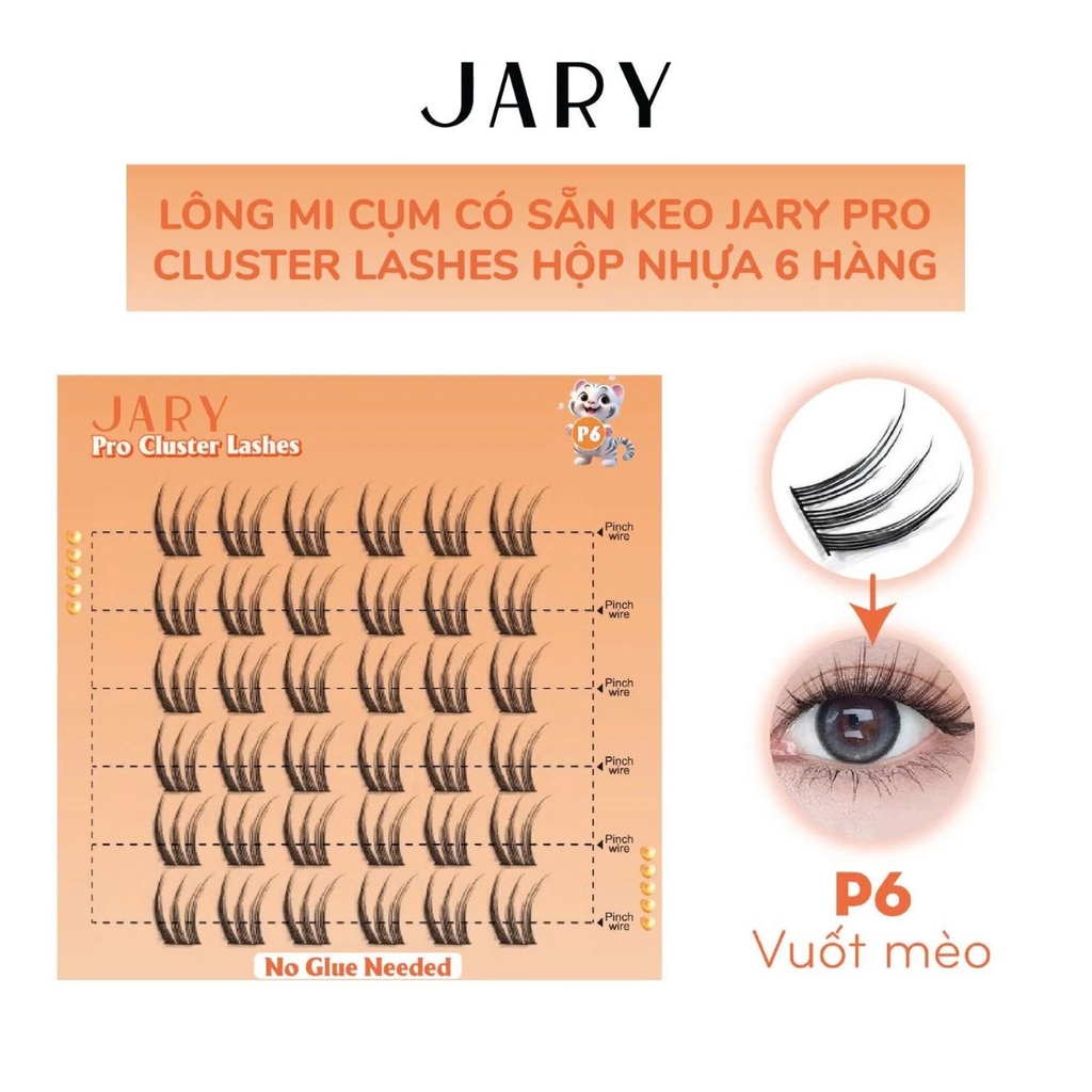 Lông Mi Cụm JARY Pro Cluster Lashes Có Sẵn Keo Tiện Lợi Mỏng Nhẹ Hộp Nhựa 6 Hàng