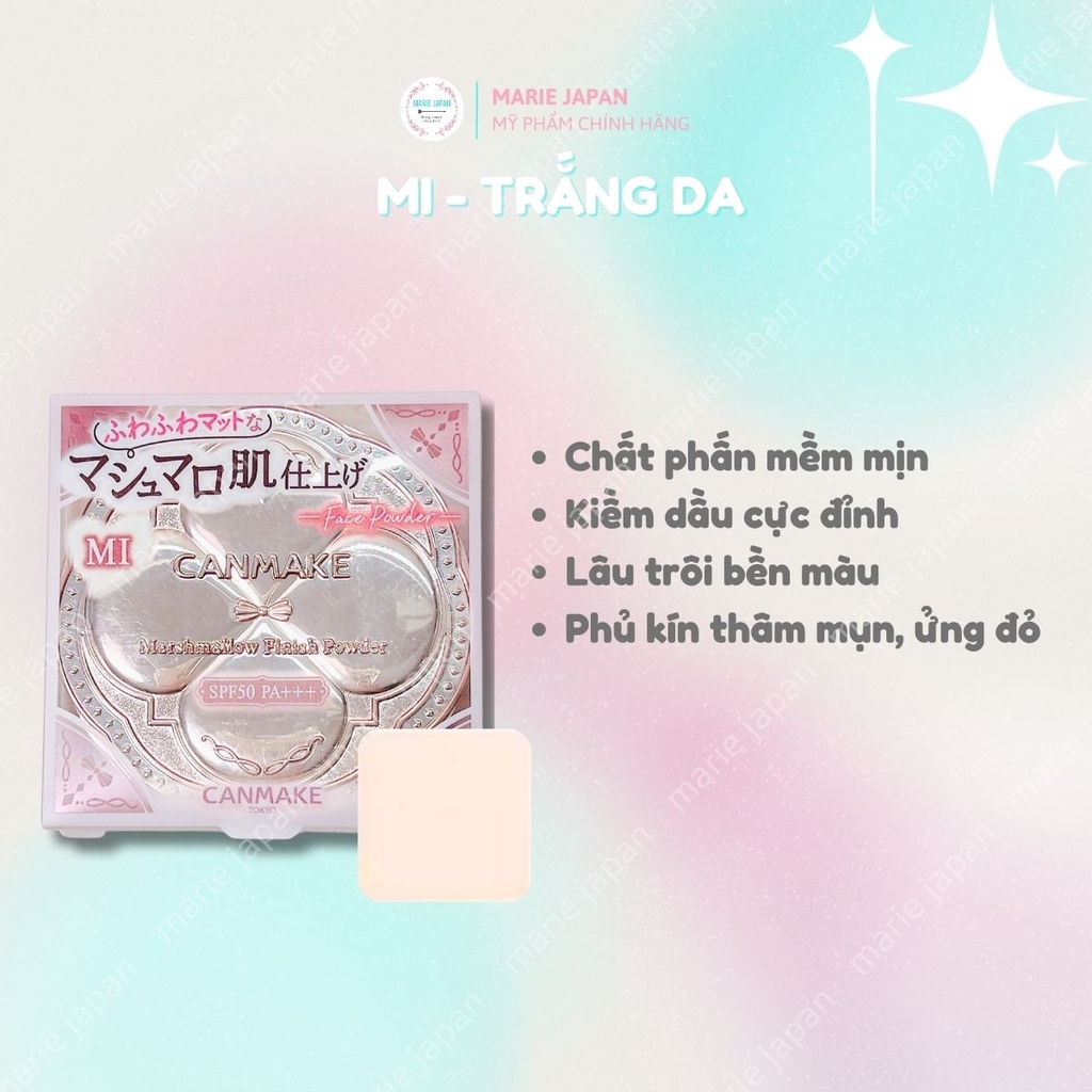 Phấn Phủ Canmake Marshmallow Finish Powder Siêu Kiềm Dầu Mỏng Mịn Chống Nắng MẪU MỚI Nhật Bản