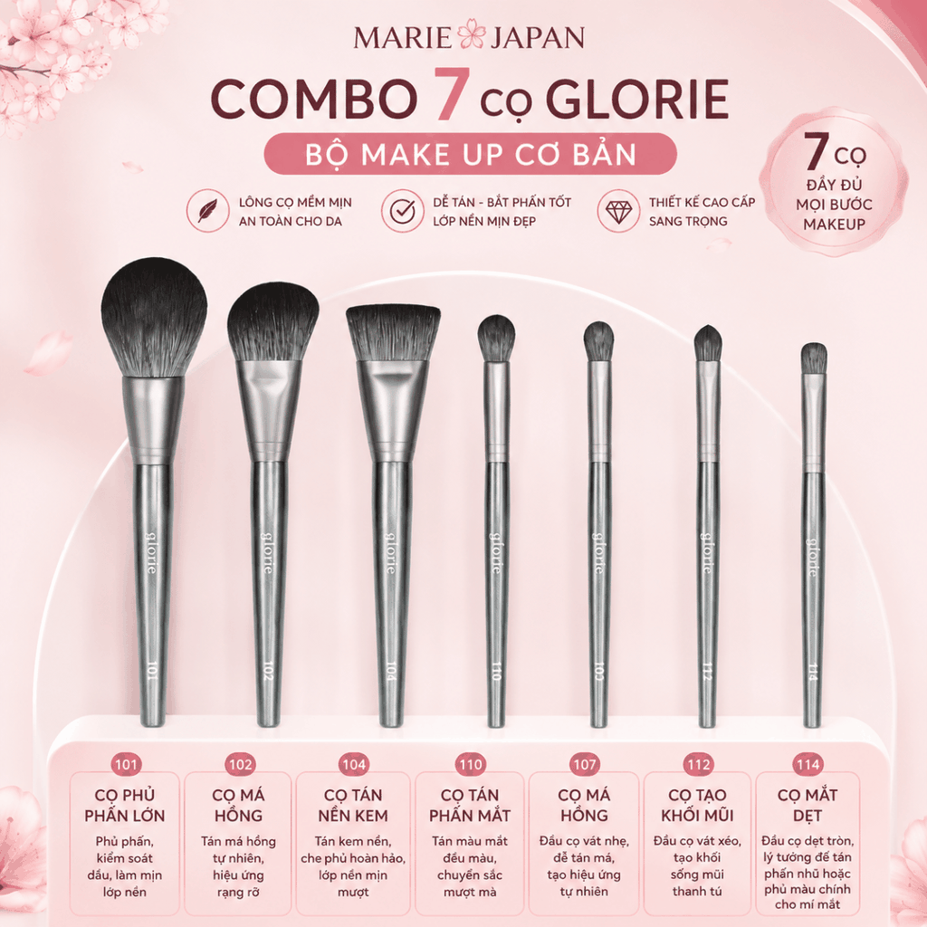 Cọ Trang Điểm Glorie Makeup Chuyên Nghiệp Lông Siêu Mềm Bám Phấn Professional Brush
