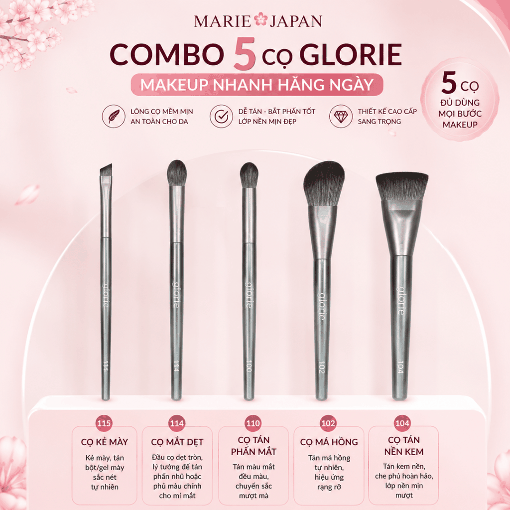 Cọ Trang Điểm Glorie Makeup Chuyên Nghiệp Lông Siêu Mềm Bám Phấn Professional Brush