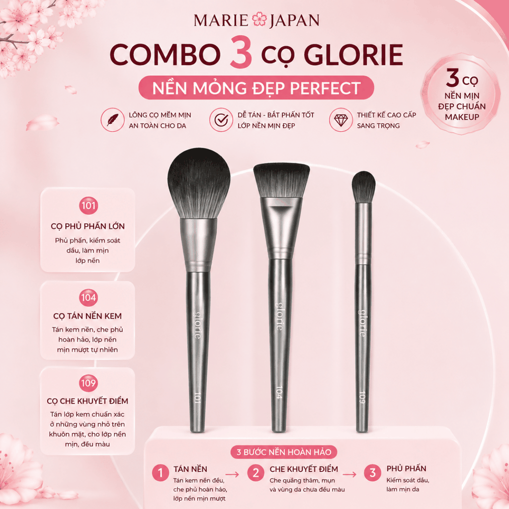 Cọ Trang Điểm Glorie Makeup Chuyên Nghiệp Lông Siêu Mềm Bám Phấn Professional Brush