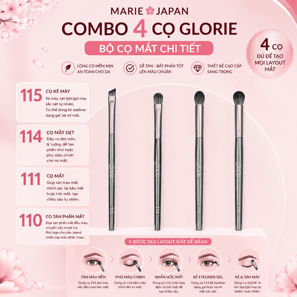 Cọ Trang Điểm Glorie Makeup Chuyên Nghiệp Lông Siêu Mềm Bám Phấn Professional Brush