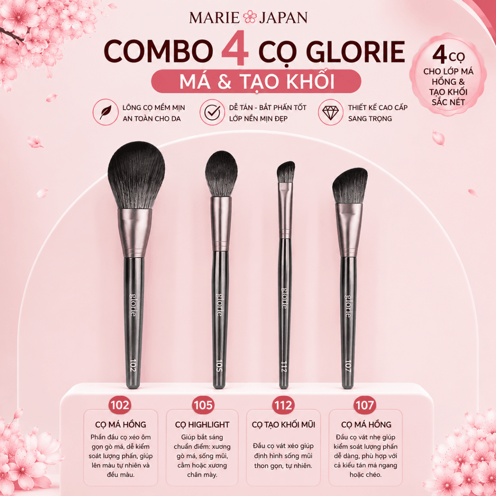 Cọ Trang Điểm Glorie Makeup Chuyên Nghiệp Lông Siêu Mềm Bám Phấn Professional Brush
