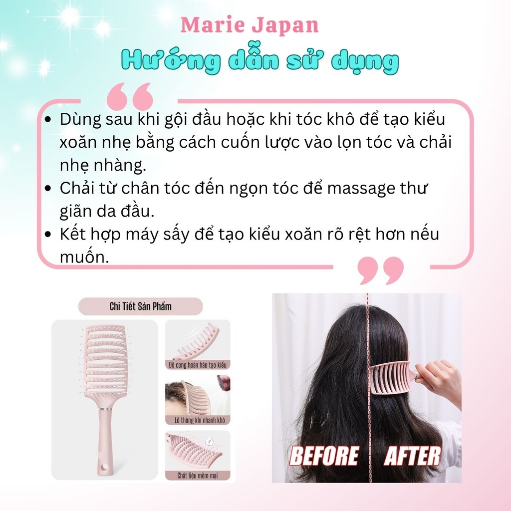 Lược Chải Tóc Massage Da Đầu Gỡ Rối Đệm Khí Tạo Kiểu Tóc Xoăn Dài Phồng Chân Tóc Tiện Lợi - MÀU HỒNG