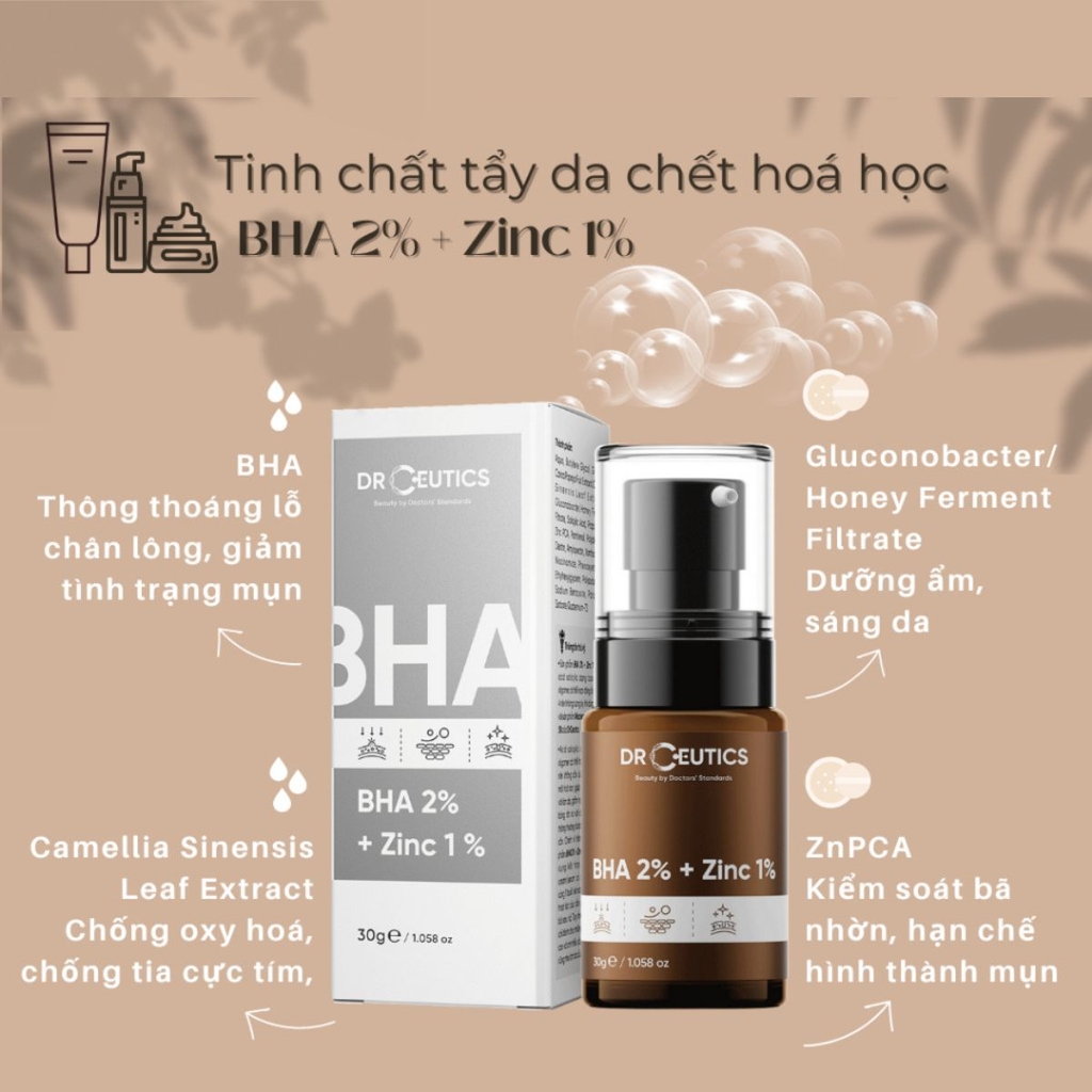 Serum DrCeutics BHA 2%+ Zinc 1% Hỗ Trợ Giảm Mụn Kiểm Soát Dầu Nhờn Phục Hồi Da - Chai 30g