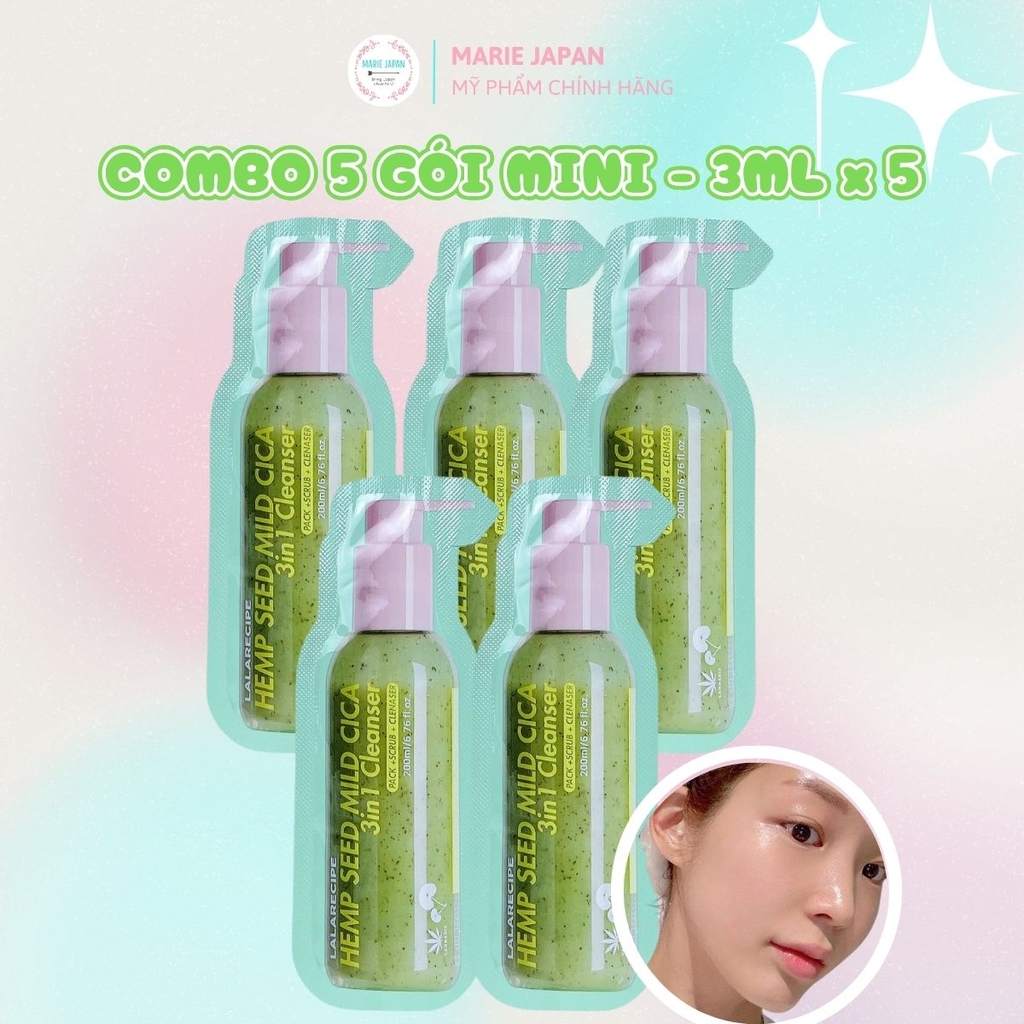 Sữa Rửa Mặt Sủi Bọt Lalarecipe Hemp Seed  Mild Cica 3In1 Sạch Sâu Cấp Ẩm Dịu Nhẹ Hàn Quốc