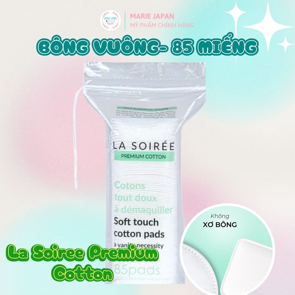 Bông Tẩy Trang La Soirée Premium Cotton Pads 100% Cotton Tự Nhiên Siêu Mềm Mịn Không Xơ Bông