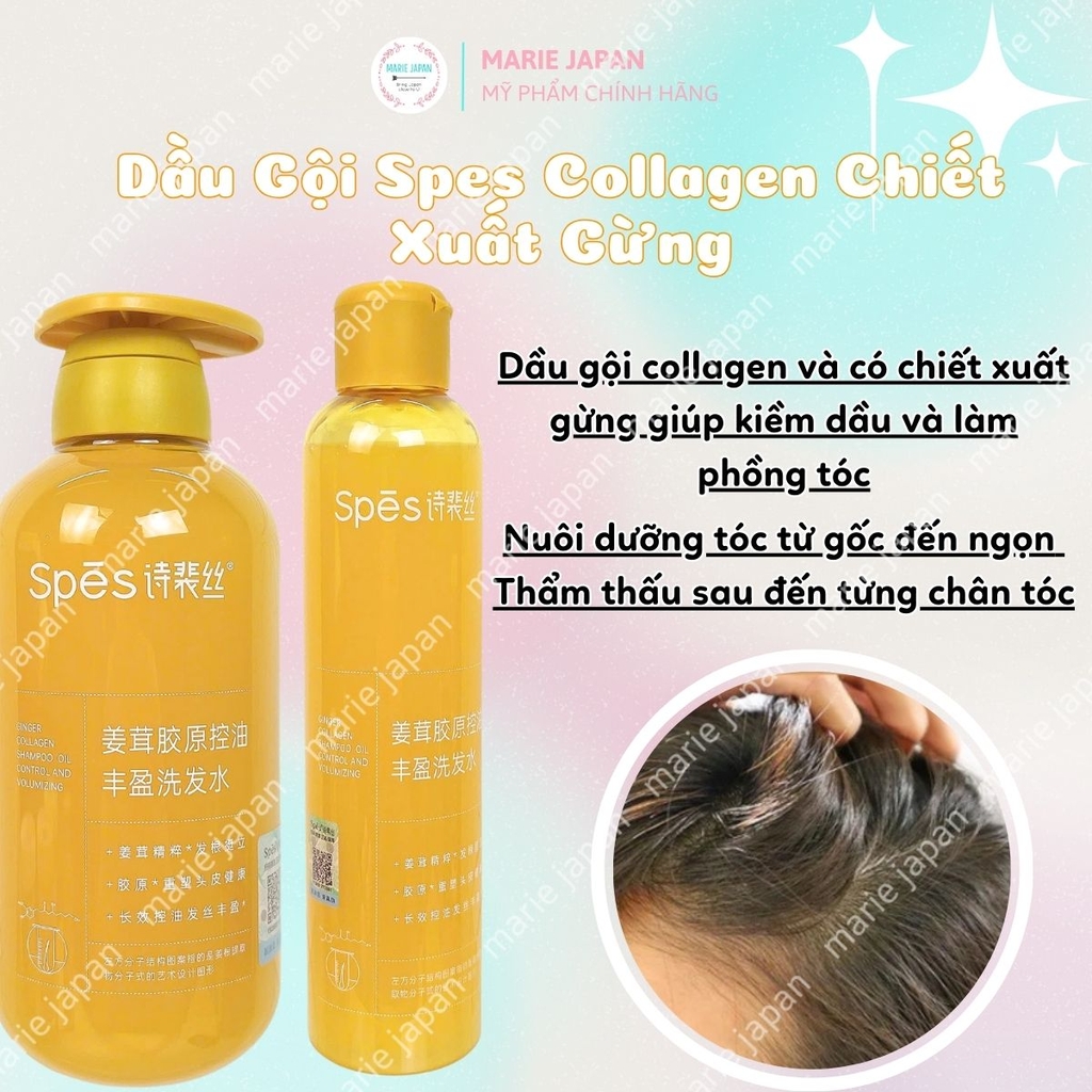 Dầu Gội Spes Collagen Chiết Xuất Gừng Sạch Sâu Giảm Gãy Rụng Tóc Chắc Khỏe Bồng Bềnh